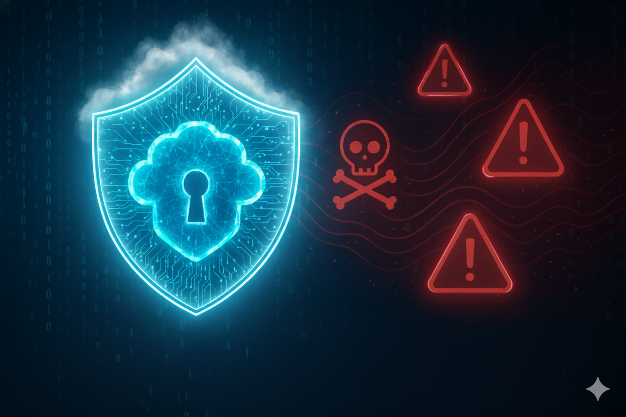 Digital cybersecurity shield blocking malware threats – When Your Antivirus Dies, Hackers Come Alive